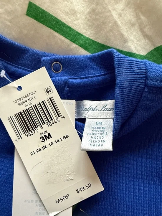 Polo by Ralph Lauren Royal Blue Baby Footie with Polo Bear Graphic - Picture 2 of 8